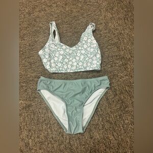 Kids Floral Print Bikini Set - Green